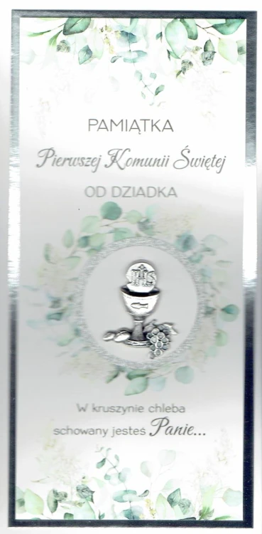 Karnet I KOMUNIA Św. od DZIADKA (BROKAT) różne wzory - 66875