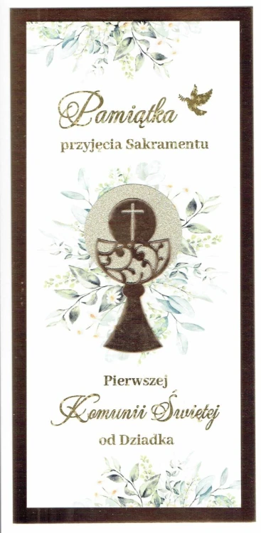 Karnet I KOMUNIA Św. od DZIADKA (BROKAT) różne wzory - 66875