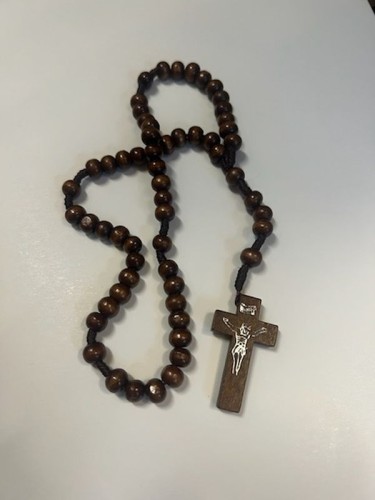 Różaniec drewniany na sznurku kulka BRĄZOWA jasna (8.5mm) - 69247 5902983919568