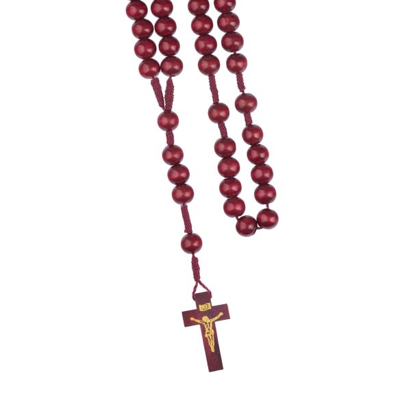 Różaniec drewniany na sznurku kulka BORDOWA B.DUŻA (12mm) - 68862 5905805903509