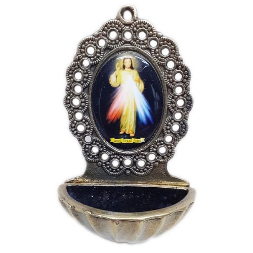 Kropielnica metalowa Jezu Ufam Tobie 9cm - 68681