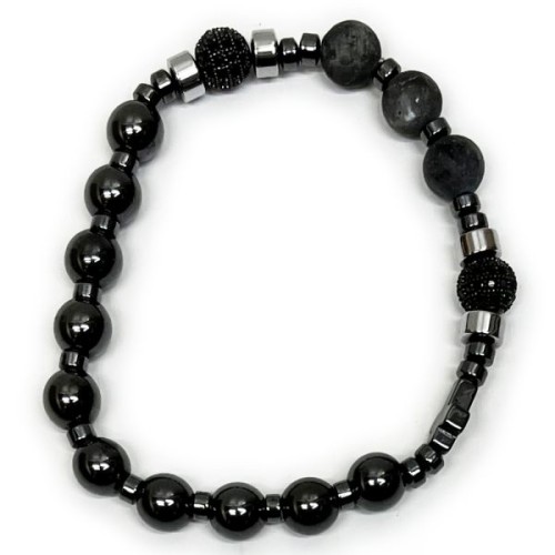 Bransoletka dziesiątka różańca LABRADORYT + HEMATYT *8mm na gumce w pudełku ozdobnym - 67580              