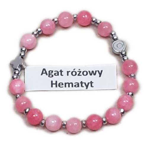 Bransoletka dziesiątka DZIECIĘCA kamień naturalny HOWLIT RÓŻOWY HEMATYT - 67179