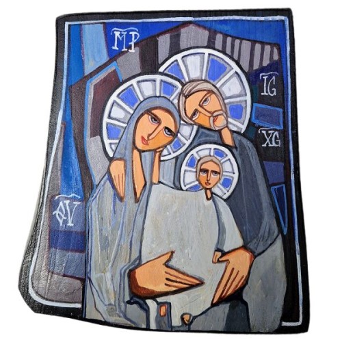 Ikona malowana 14x17,5cm Święta Rodzina na desce - 64406