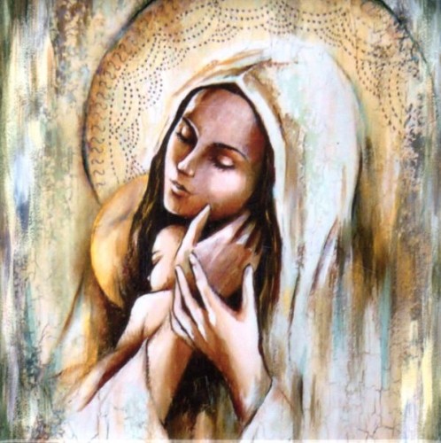 Ikona na ceramice 15x15cm Matka Boża z Dzieciątkiem - 63159