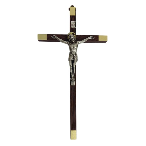 Krzyż wiszący drewniany h25cm z okuciem - 62519