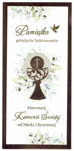 Karnet I Komunia Św. OD MATKI CHRZESTNEJ (BROKAT) różne wzory - 60675