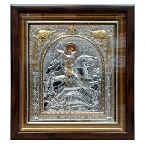 Ikona 39x43cm Święty Jerzy za szkłem - 58579