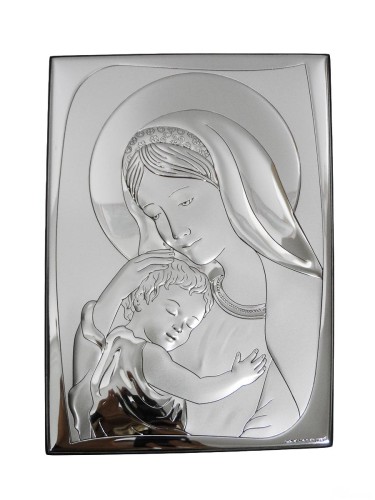 Obraz srebrny 13x18cm Matka Boża z dzieciątkiem prostokąt (OPASKA) - 56571