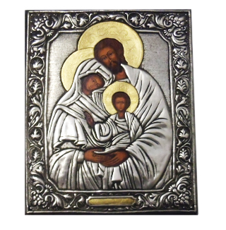Ikona 16.5x13cm Św. Rodzina (metalowa na drewnie) - 40146
