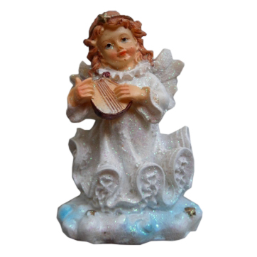 Figura Anioł stojący 9cm BIAŁY na chmurce (3 rodzaje) - 36130