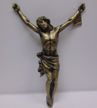Korpus Pana Jezusa metalowy mosiądz patyna 46x35,5 cm - 35639