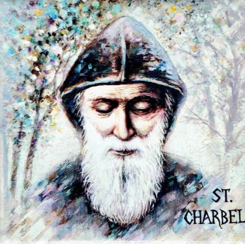 Ikona na ceramice 15x15cm Św. Charbel - 69458