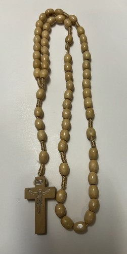 Różaniec drewniany na sznurku owal BEŻOWY (8.5mm) - 69259 5902983919506