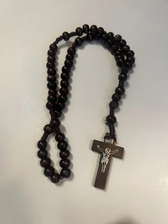 Różaniec drewniany na sznurku kulka BRĄZOWA ciemna (8.5mm) - 69246 5902983919551