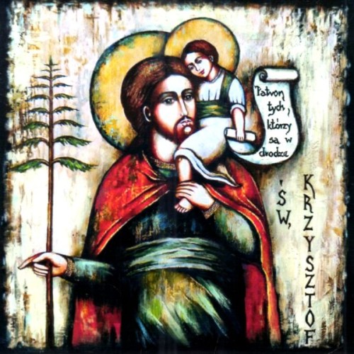 Ikona na ceramice 15x15cm Św. Krzysztof Patron - 69109