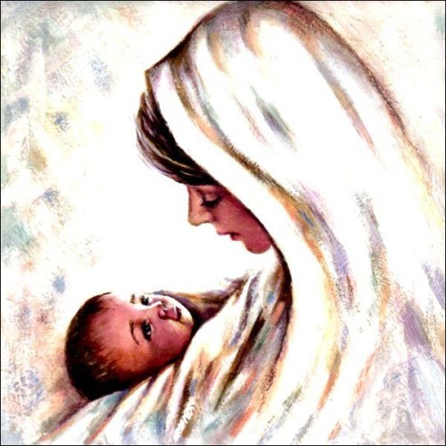 Ikona na ceramice 15x15cm Madonna z Dzieciątkiem - 69107