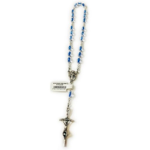 Koronka medjugorska kryształ ł. metal ( 7x3oczka) niebieska nitka - 68856 5901705225130