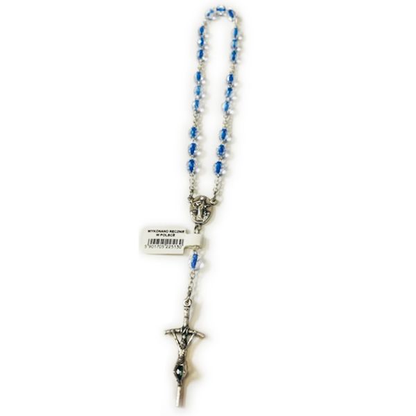 Koronka medjugorska kryształ ł. metal ( 7x3oczka) niebieska nitka - 68856 5901705225130
