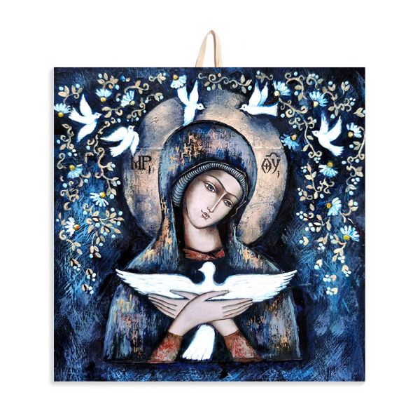 Ikona na ceramice 15x15cm Matka Boża Niosąca Ducha Świętego - 68576