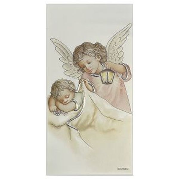 Obrazek na drewnie 6x12cm Anioł Stroż (KOLOR) latarka - ! - 68311 8056216717692
