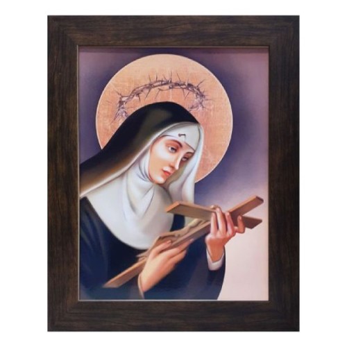 Obraz 20x25cm Święta Rita rama płaska brązowa - 67513