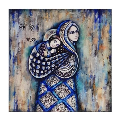 Ikona na ceramice 15x15cm Matka Boża z Dzieciątkiem - 67439
