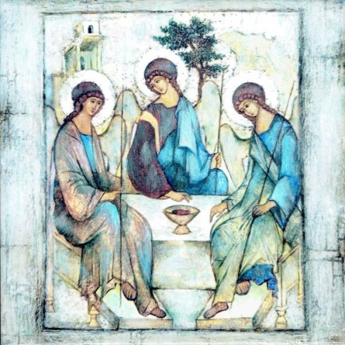 Ikona na ceramice 15x15cm Trójca Święta - 67434