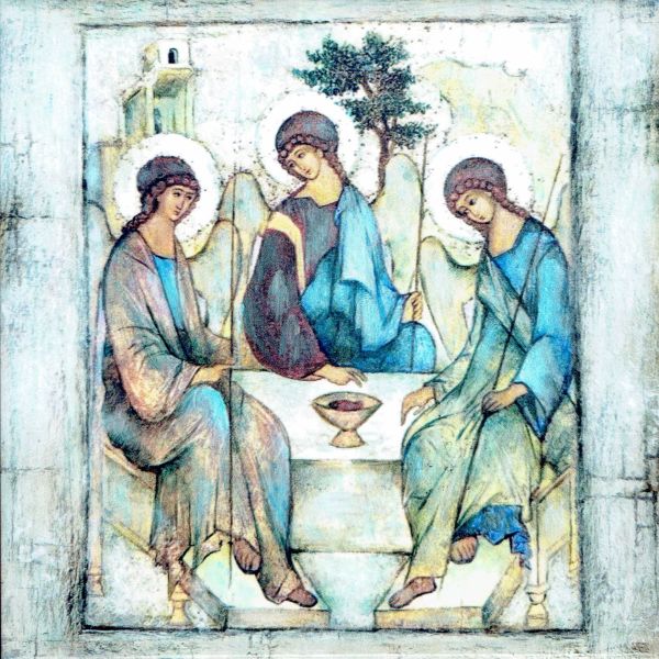 Ikona na ceramice 15x15cm Trójca Święta - 67434