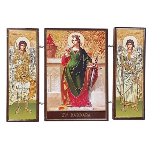 Ikona tryptyk Św. Barbara drewniana składana 8cm - 66861