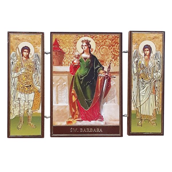 Ikona tryptyk Św. Barbara drewniana składana 8cm - 66861