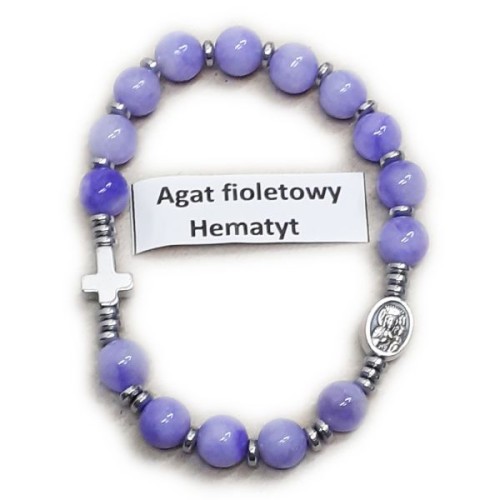 Bransoletka dziesiątka kamień naturalny - AGAT FIOLETOWY HEMATYT - 66684