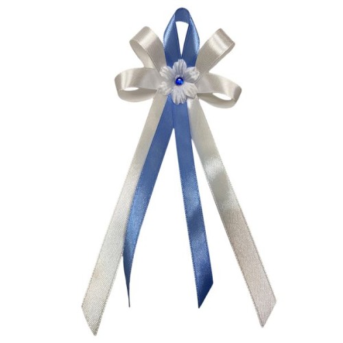 Wstążka do świecy niebiesko-BIAŁA na gumce - 66424