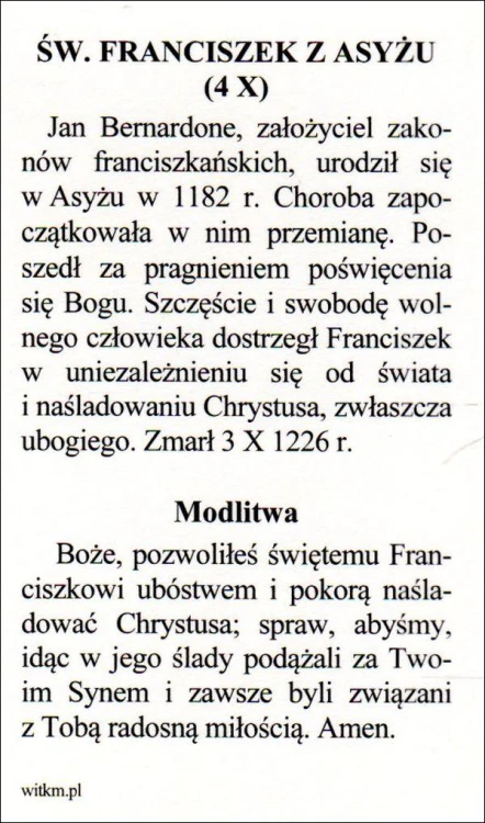 Obrazek św. Franciszek. Biografia + modlitwa - 66378