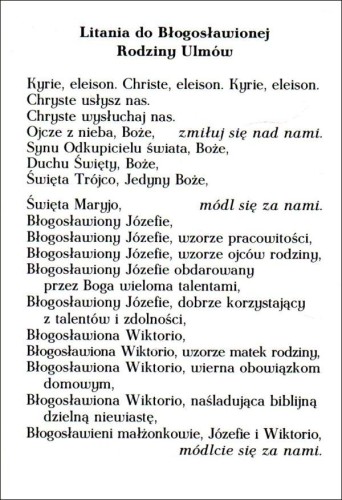 Litania do Błogosławionej Rodziny Ulmów - 66122