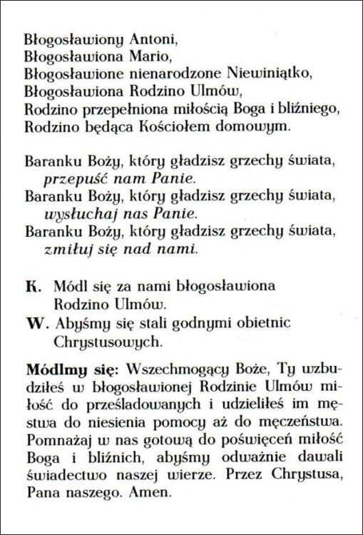 Litania do Błogosławionej Rodziny Ulmów - 66122