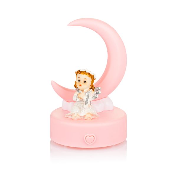 Figura Anioł świecący RÓŻOWY 13 cm KSIĘŻYC (brak baterii) - ! - 66070