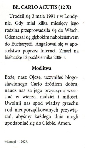Obrazek św. Carlo Acutis. Biografia + modlitwa - ! - 65716