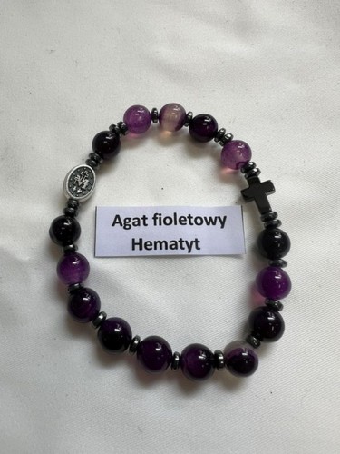 Bransoletka dziesiątka kamień naturalny - AGAT KOLOROWY HEMATYT - 65607