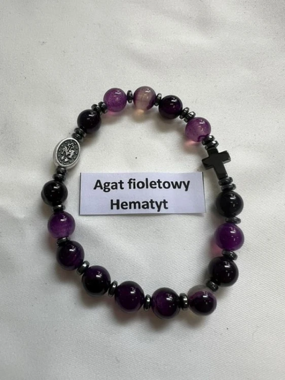 Bransoletka dziesiątka kamień naturalny - AGAT KOLOROWY HEMATYT - 65607
