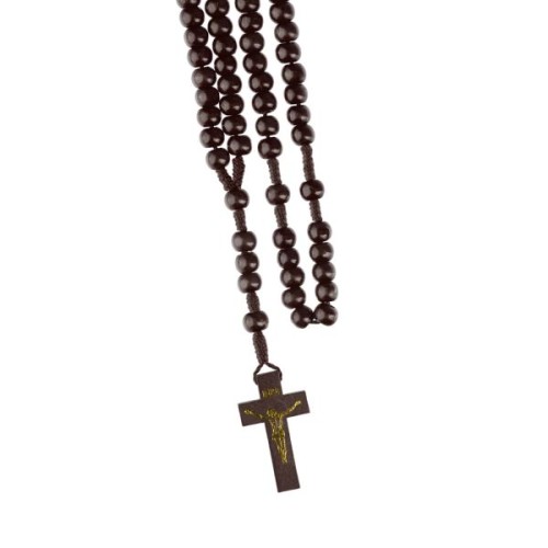 Różaniec drewniany na sznurku kulka BRĄZOWA (8mm) - 65559 5902689300455