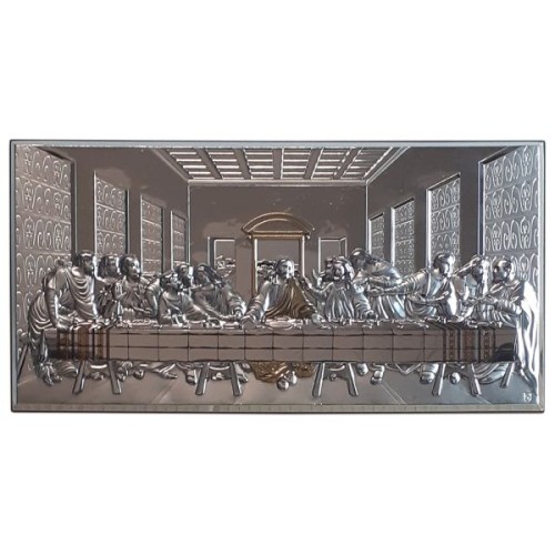 Obraz srebrny 33x16,5 cm Ostatnia Wieczerza (elementy złocone) - 65237