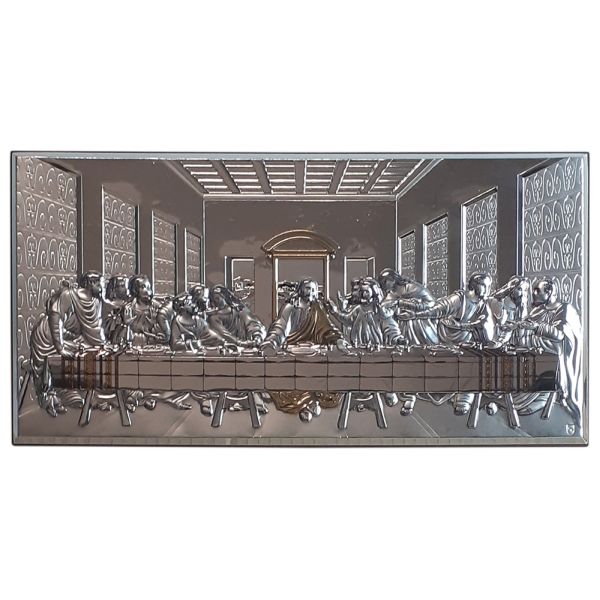 Obraz srebrny 33x16,5 cm Ostatnia Wieczerza (elementy złocone) - 65237