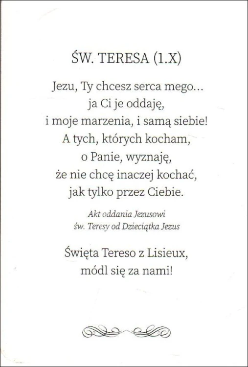 Obrazek św Teresa z Lisieux z modlitwą - 65079