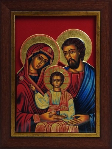 Ikona Św. Rodzina - CERAMIKA ŻYWICZNA (niebieski płaszcz 27x34cm - 64910