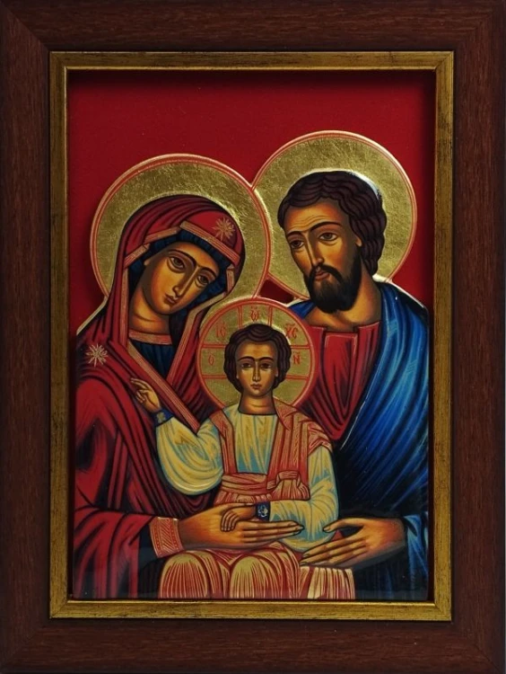 Ikona Św. Rodzina - CERAMIKA ŻYWICZNA (niebieski płaszcz 27x34cm - 64910