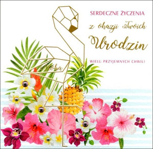 Karnet "W dniu Urodzin" kwadrat, różne wzory - 64854