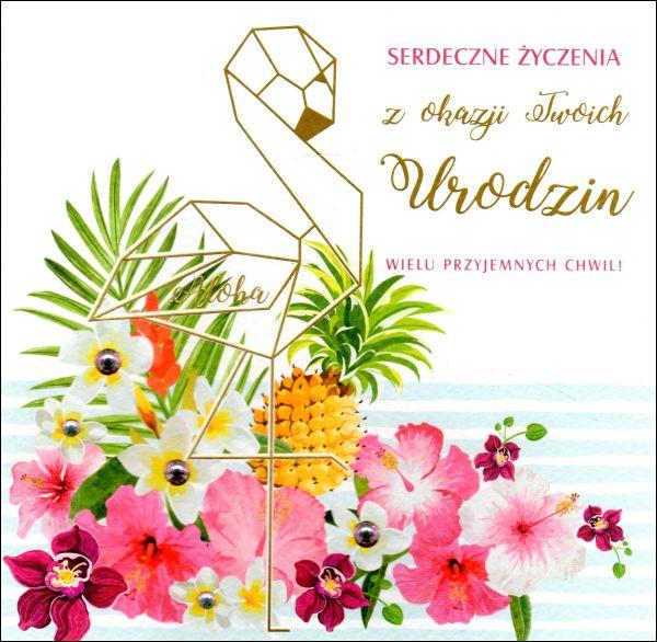 Karnet "W dniu Urodzin" kwadrat, różne wzory - 64854
