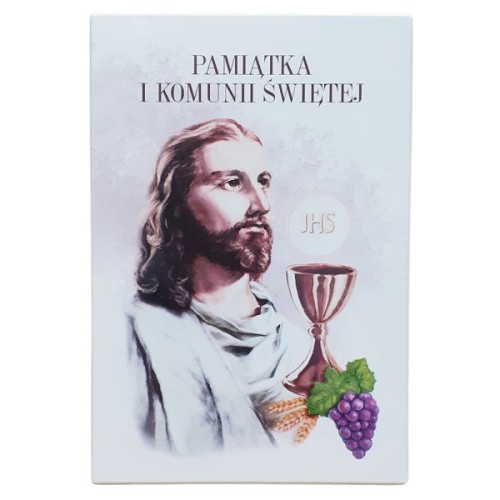 Ikona Pan Jezus (kielich) Pamiątka Pierwszej Komunii Świętej 13x19cm na płycie drewnianej - 64617 5905523030112