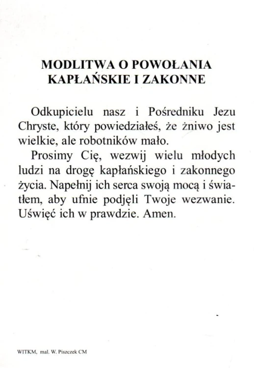Pocztówka Jezus modlący. Modlitwa o powołania kapłańskie i zakonne - 64594